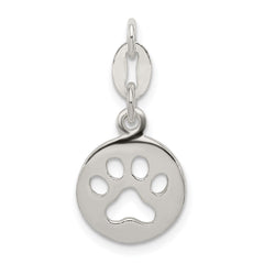 Sterling Silver Round Paw Print Pendant QC7938