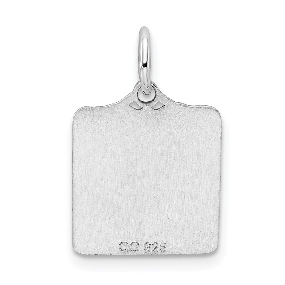 Sterling Silver Rhodium-plated Blue Birth Certificate Polished Charm QC8