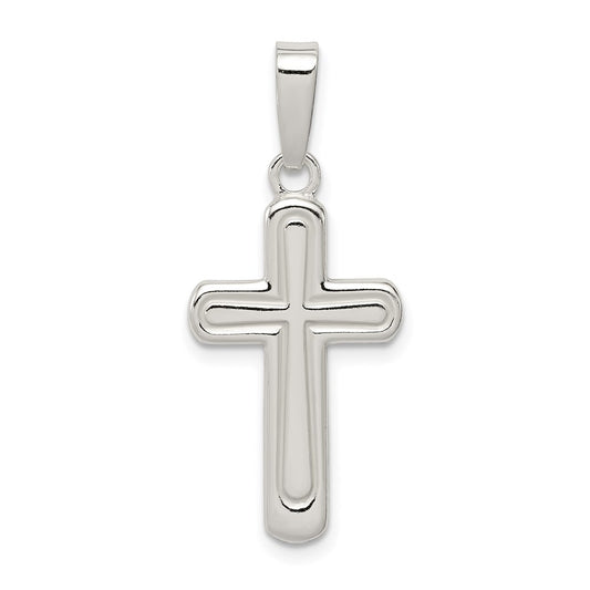 Sterling Silver Polished Cross Pendant QC8119