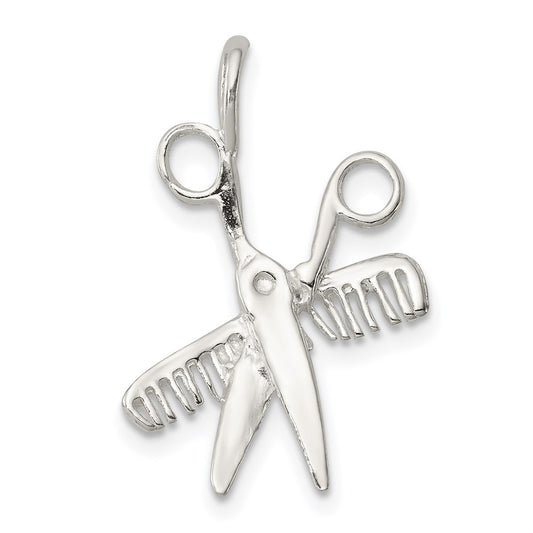 Sterling Silver Comb & Scissors Charm QC811