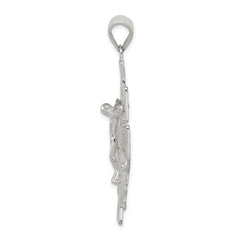 Sterling Silver Polished Large Caravaca INRI Crucifix Cross Pendant QC8137