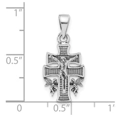 Sterling Silver Antiqued Mini INRI Crucifix Pendant QC8138