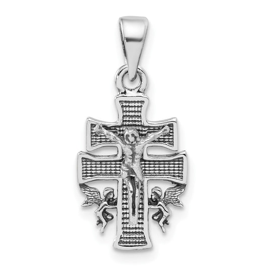 Sterling Silver Antiqued Mini INRI Crucifix Pendant QC8138