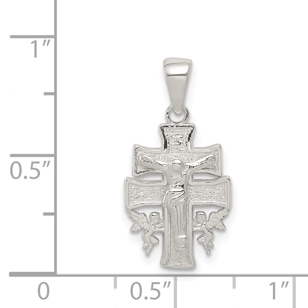 Sterling Silver Polished Mini INRI Crucifix Pendant QC8139