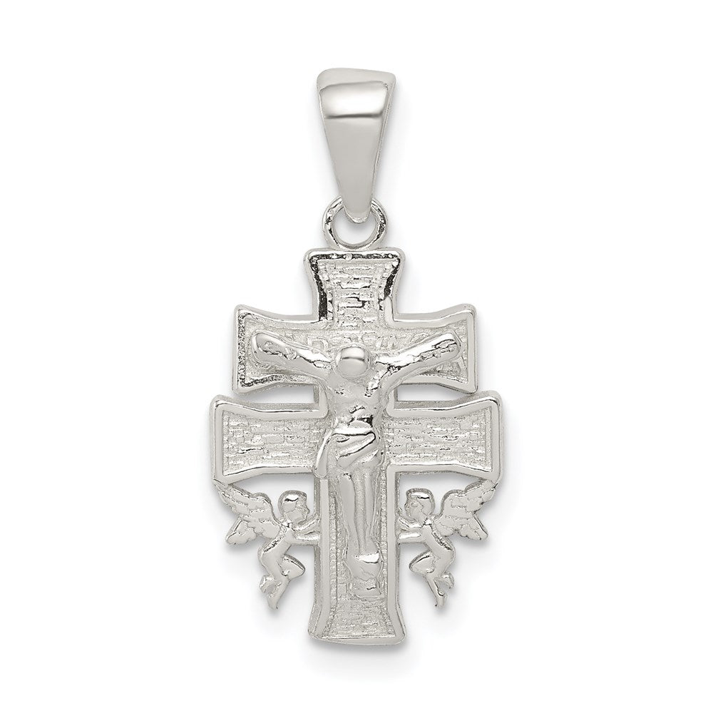 Sterling Silver Polished Mini INRI Crucifix Pendant QC8139