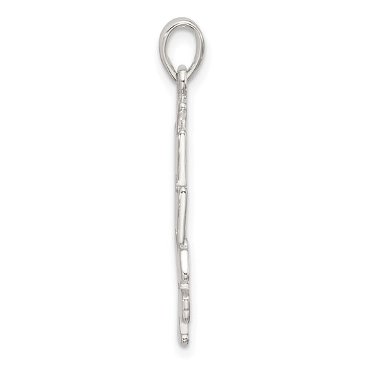 Sterling Silver Polished Caravaca Double Cross w/Angels Crucifix Pendant QC8141