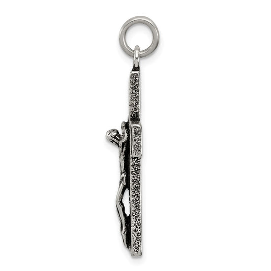 Sterling Silver Antiqued Squared Cross Crucifix Pendant QC8288
