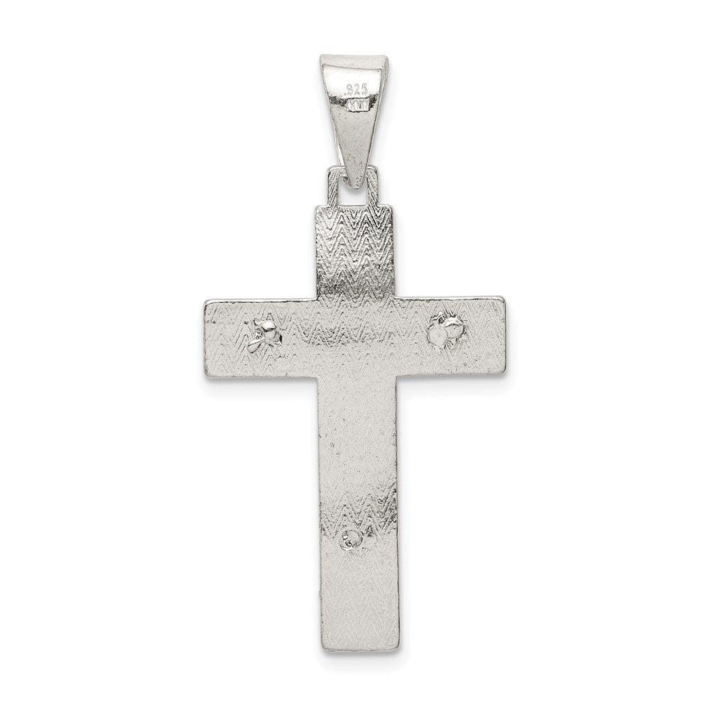 Sterling Silver Polished Box Cross Crucifix Pendant QC8290