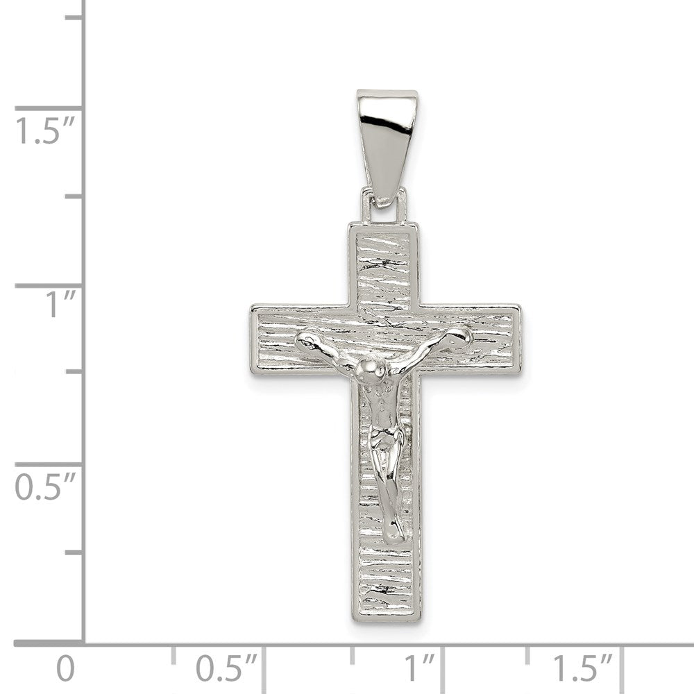 Sterling Silver Polished Box Cross Crucifix Pendant QC8290