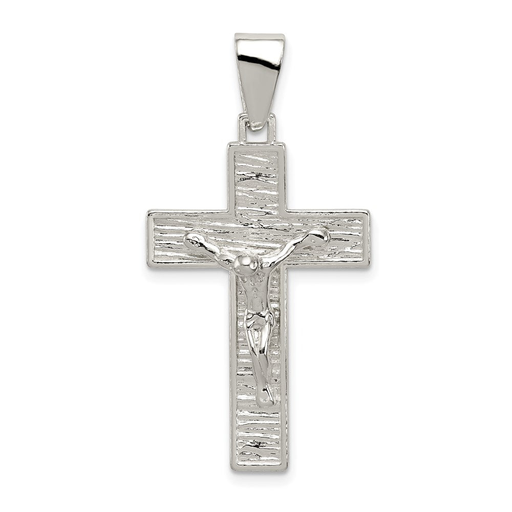 Sterling Silver Polished Box Cross Crucifix Pendant QC8290