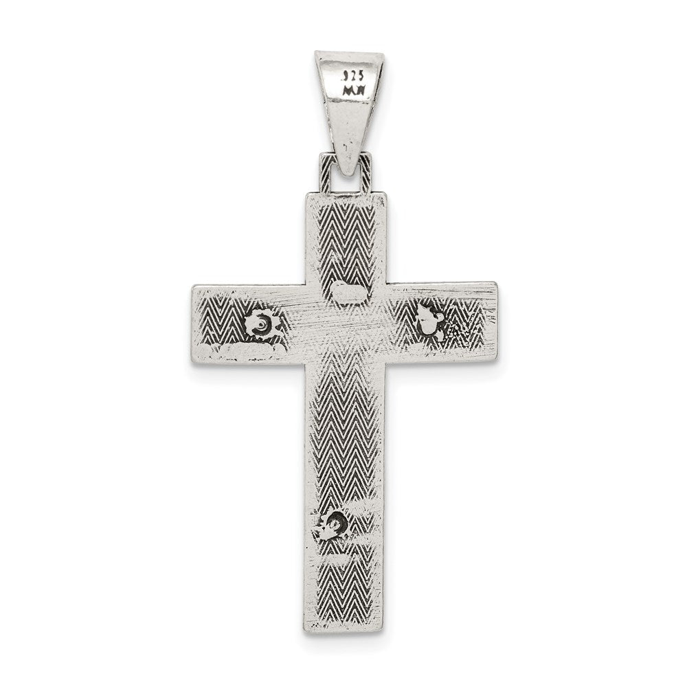 Sterling Silver Antiqued Box Cross Crucifix Pendant QC8291