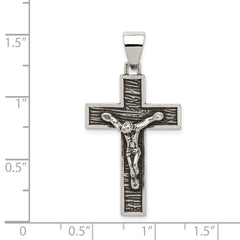 Sterling Silver Antiqued Box Cross Crucifix Pendant QC8291