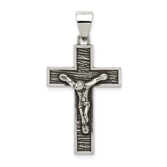 Sterling Silver Antiqued Box Cross Crucifix Pendant QC8291