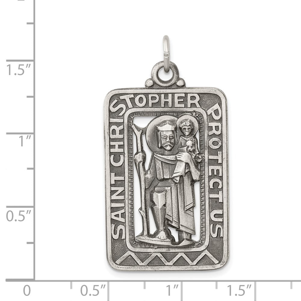 Sterling Silver Antiqued and Brushed St. Christopher Medal QC8377
