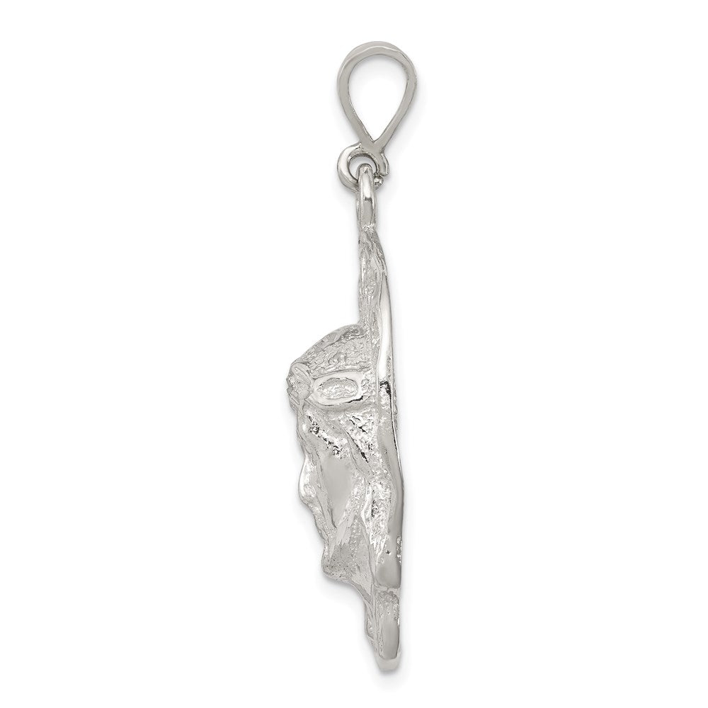 Sterling Silver Polished & Textured Jesus Head Pendant QC8384