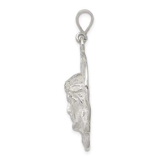 Sterling Silver Polished & Textured Jesus Head Pendant QC8384