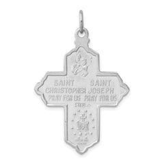 Sterling Silver Rhodium-plated & Gold-tone 4-Way Medal Cross Pendant QC8386