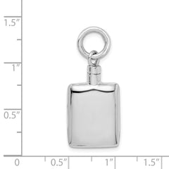 Sterling Silver Rhodium-plated Polished Rectangular Ash Holder Pendant QC8398