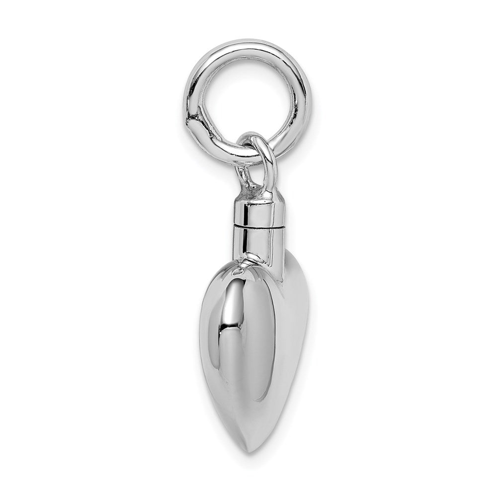 Sterling Silver Rhodium-plated Polished Puffy Heart Ash Holder Pendant QC8400