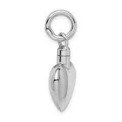 Sterling Silver Rhodium-plated Polished Puffy Heart Ash Holder Pendant QC8400