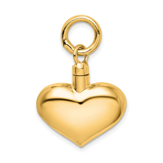 Sterling Silver Gold-tone Polished Puffy Heart Ash Holder Pendant QC8400GP