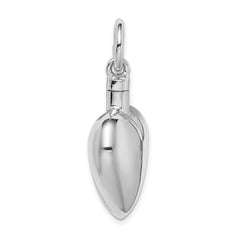 Sterling Silver Rhodium-plated Polished Heart Ash Holder Pendant QC8401