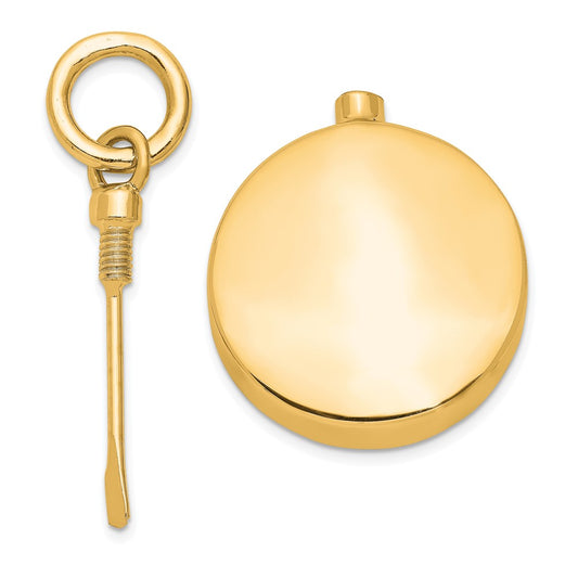 Sterling Silver Gold-tone Polished Round Ash Holder Pendant QC8402GP