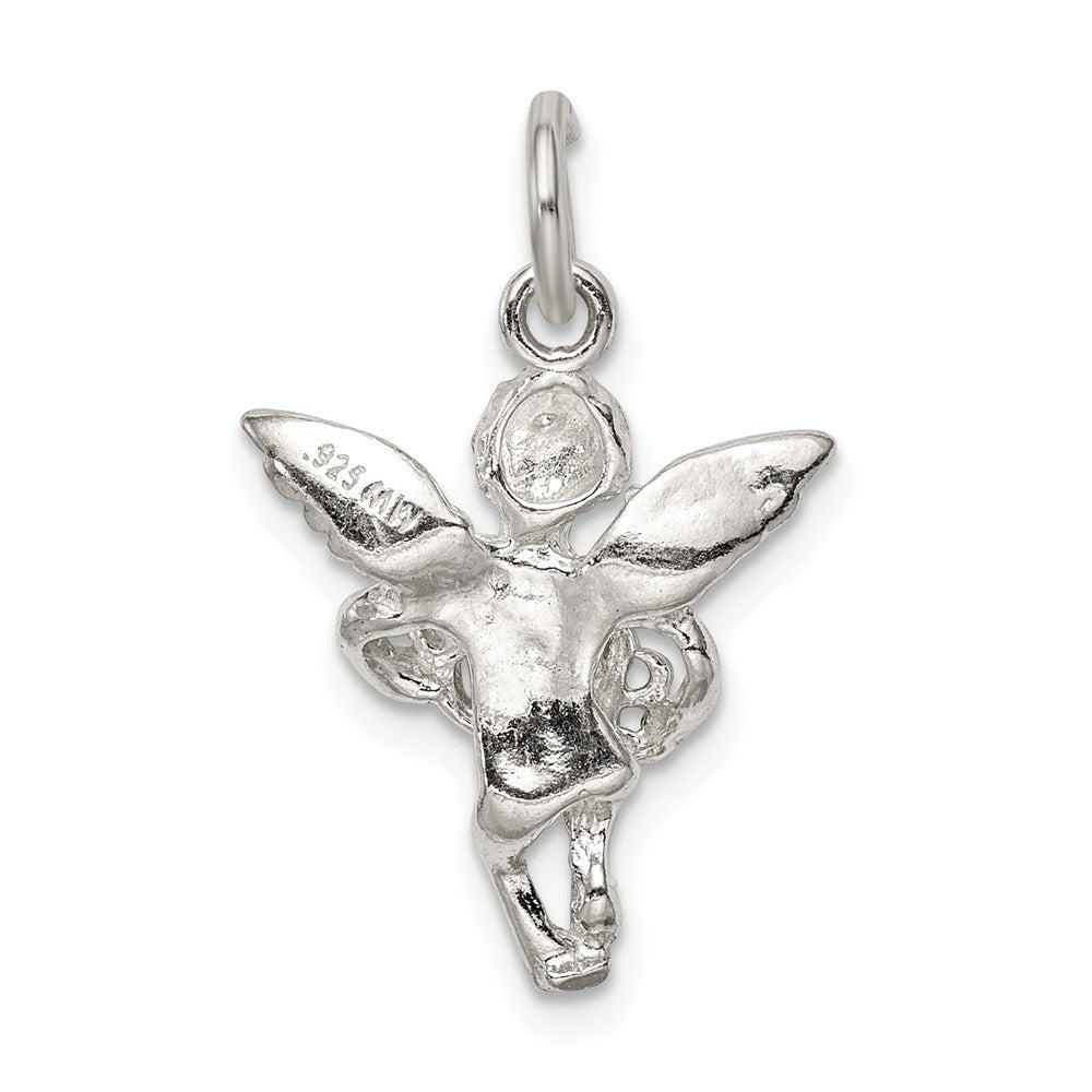 Sterling Silver Polished & Textured Angel Love Pendant QC8404