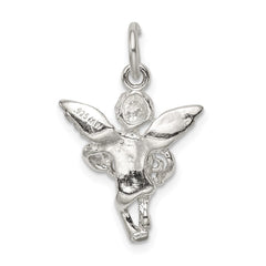 Sterling Silver Polished & Textured Angel Love Pendant QC8404