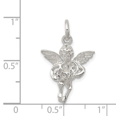 Sterling Silver Polished & Textured Angel Love Pendant QC8404