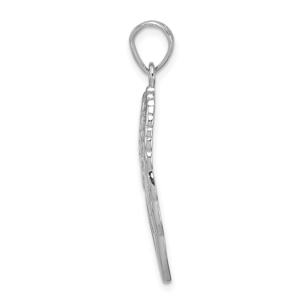 Sterling Silver Rhodium-plated Polished/Textured Angel Wing Pendant QC8421
