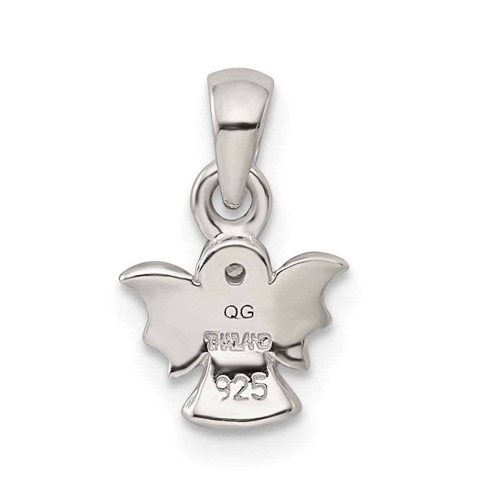 Sterling Silver Rhodium-plated Polished/Satin CZ Angel Pendant QC8425