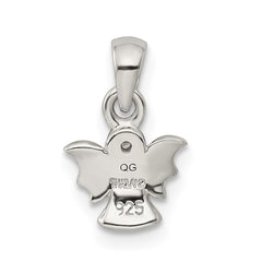 Sterling Silver Rhodium-plated Polished/Satin CZ Angel Pendant QC8425