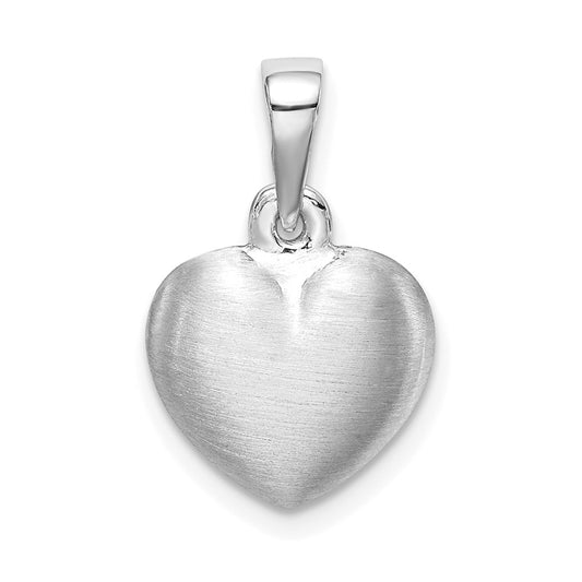 Sterling Silver Rhodium-plated Satin Heart Pendant QC8463