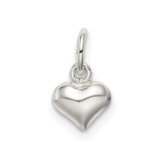 Sterling Silver Polished Puff Heart Charm QC8465