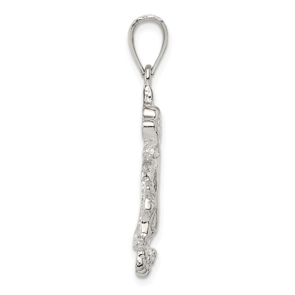 Sterling Silver Polished & Textured Chinese Dragon Pendant QC8963