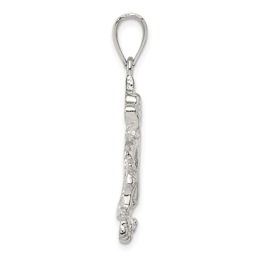 Sterling Silver Polished & Textured Chinese Dragon Pendant QC8963