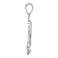 Sterling Silver Polished & Textured Chinese Dragon Pendant QC8963