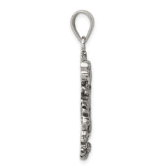 Sterling Silver Antiqued & Textured Chinese Dragon Pendant QC8964