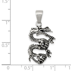 Sterling Silver Antiqued & Textured Dragon Pendant QC8967