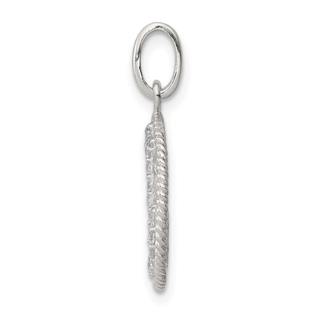 Sterling Silver Rhodium-plated Polished CZ Anchor Pendant QC8997