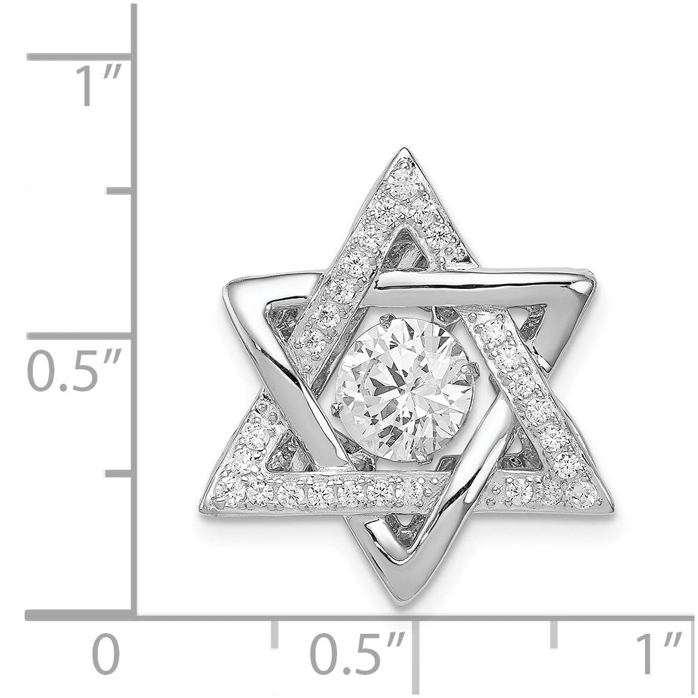Sterling Silver Platinum-plated Polished Vibrant CZ Star of David Pendant QC8998