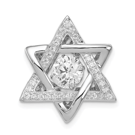 Sterling Silver Platinum-plated Polished Vibrant CZ Star of David Pendant QC8998