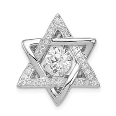 Sterling Silver Platinum-plated Polished Vibrant CZ Star of David Pendant QC8998