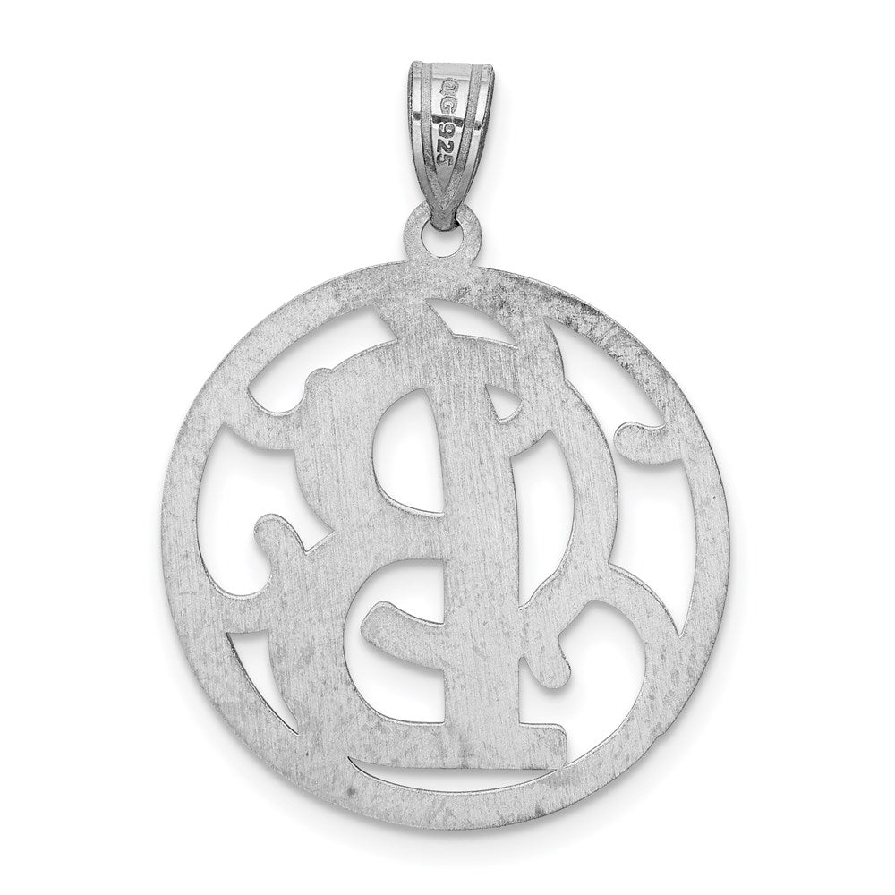 Sterling Silver Rhodium-plated Fancy Script Letter B Initial Pendant QC8999B