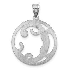 Sterling Silver Rhodium-plated Fancy Script Letter C Initial Pendant QC8999C