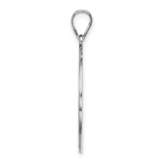 Sterling Silver Rhodium-plated Fancy Script Letter E Initial Pendant QC8999E