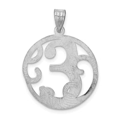 Sterling Silver Rhodium-plated Fancy Script Letter E Initial Pendant QC8999E