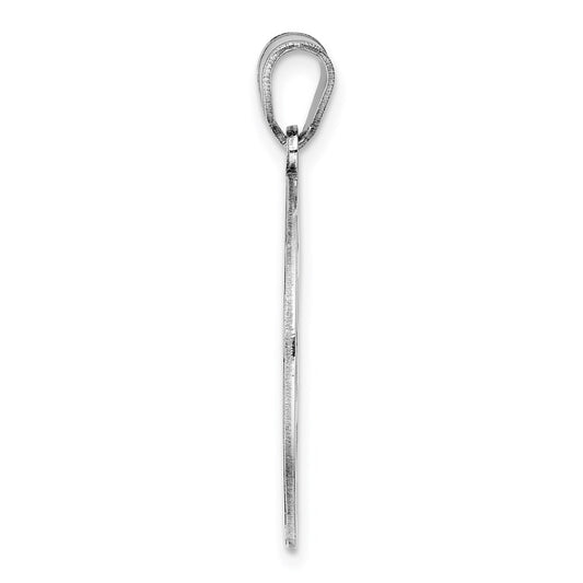 Sterling Silver Rhodium-plated Fancy Script Letter F Initial Pendant QC8999F