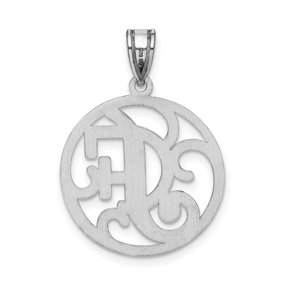 Sterling Silver Rhodium-plated Fancy Script Letter F Initial Pendant QC8999F